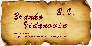 Branko Vidanović vizit kartica